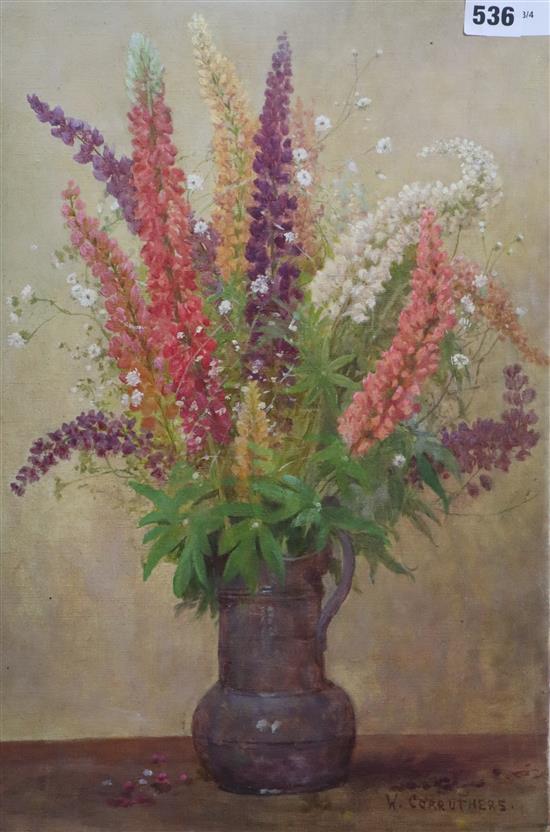 William Affleck (1868-1943) aka William Carruthers, Lupins, signed, 46 x 31cm